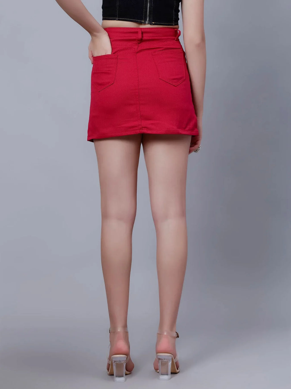 High Waist A-line Denim Skirt