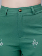 High Waist Embroidered Trousers