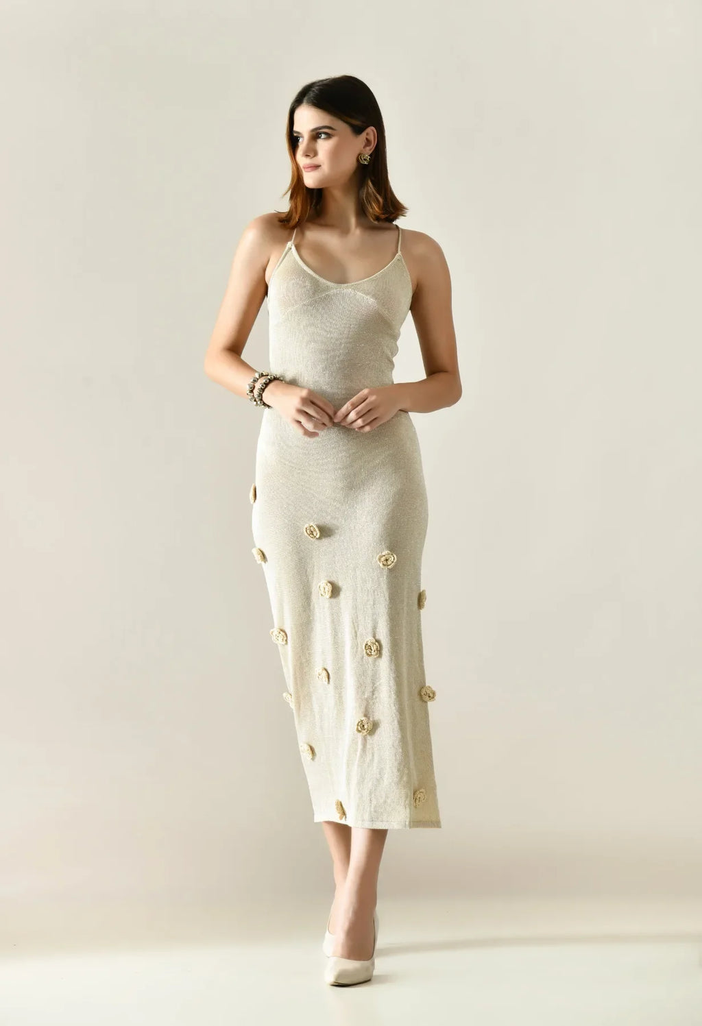 Rosette Crochet Maxi Dress
