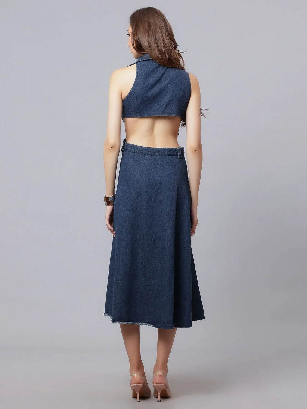 Hollow Out Denim Dress