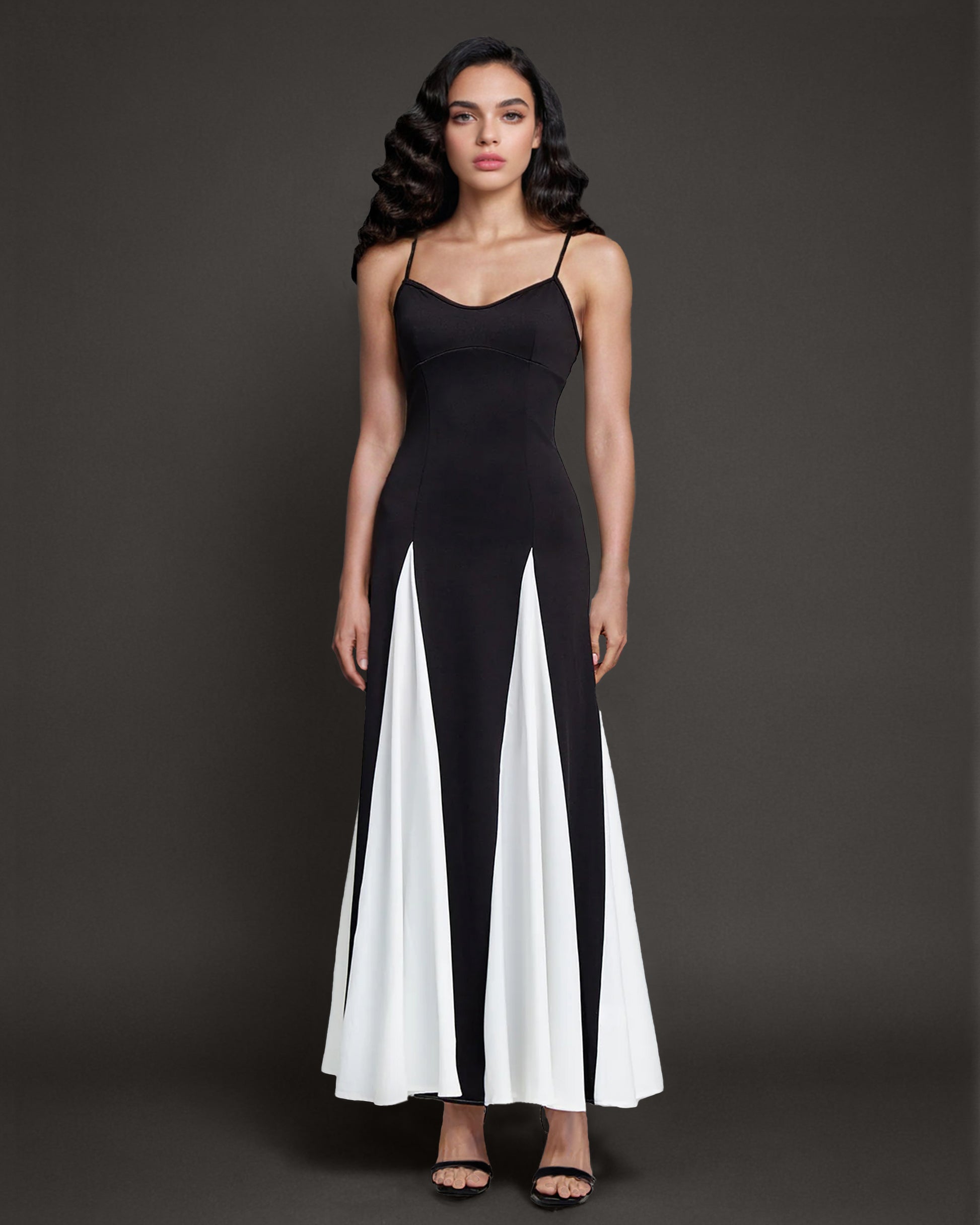 Colorblock Maxi Slip Dress
