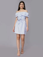 Striped Off-Shoulder Short Dress