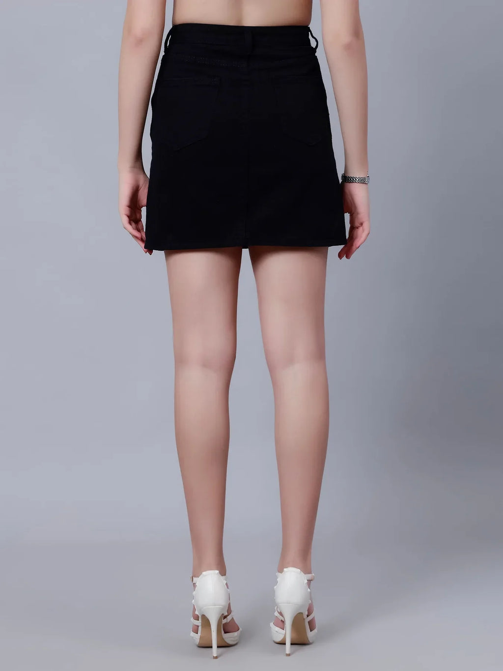 High Waist A-line Denim Skirt