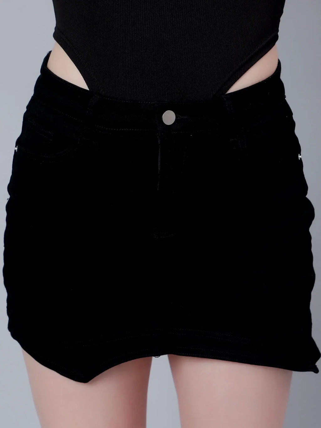Asymmetrical Denim Mini Skirt