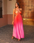Gradient Pleated Maxi Dress