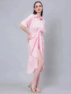 Cinched Waist Belted Shirt Dress