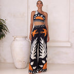 Abstract Printed Bikini and Pant Set