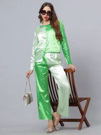 Colorblock Satin Two Piece Set
