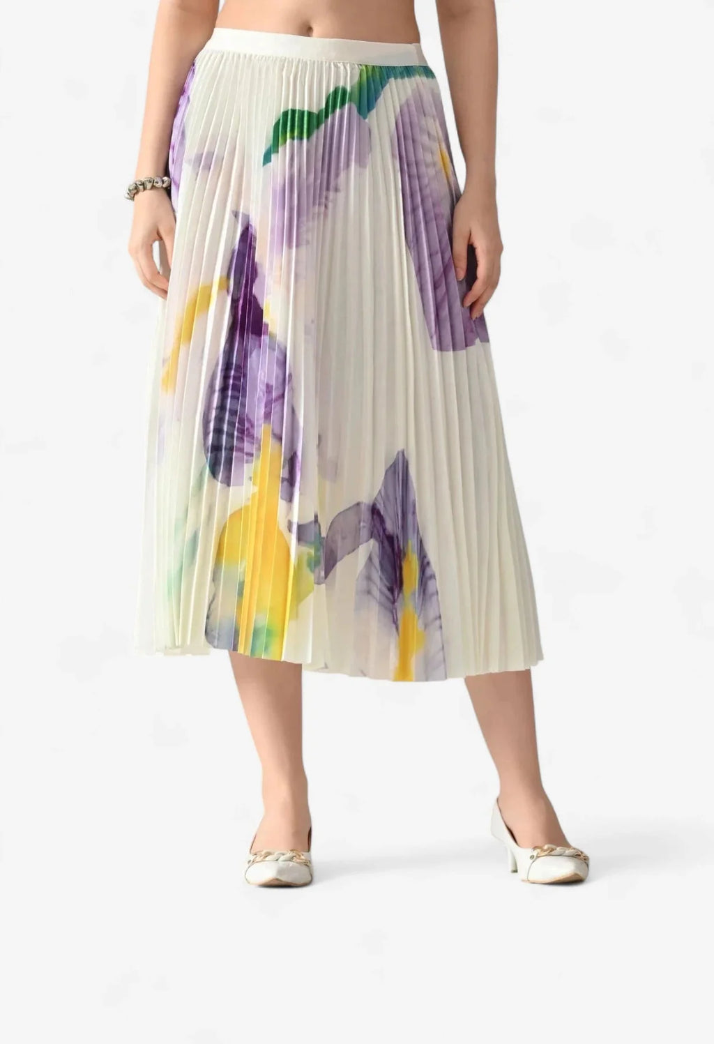 Chromatic Printed Pleated Two Piece Set