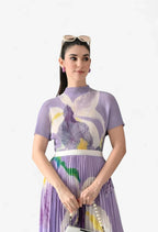 Chromatic Printed Pleated Two Piece Set