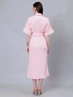 Cinched Waist Belted Shirt Dress