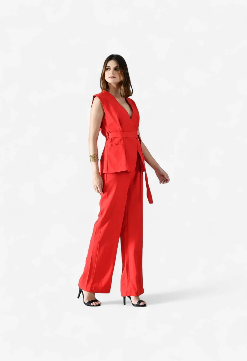 Classy Belted Two-Piece Set