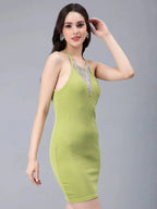 Halter Rhinestone Fringes Necklace Dress