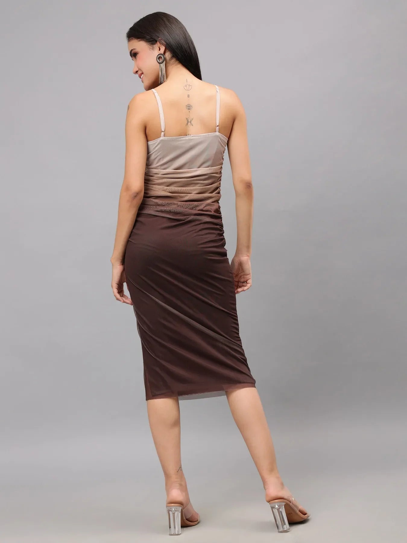 Gradient Sheath Pleated Cami Dress