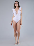 Belted Ruffled Sleeved Monokini