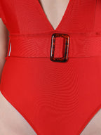 Belted Ruffled Sleeved Monokini