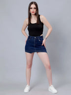 Asymmetrical Denim Mini Skirt