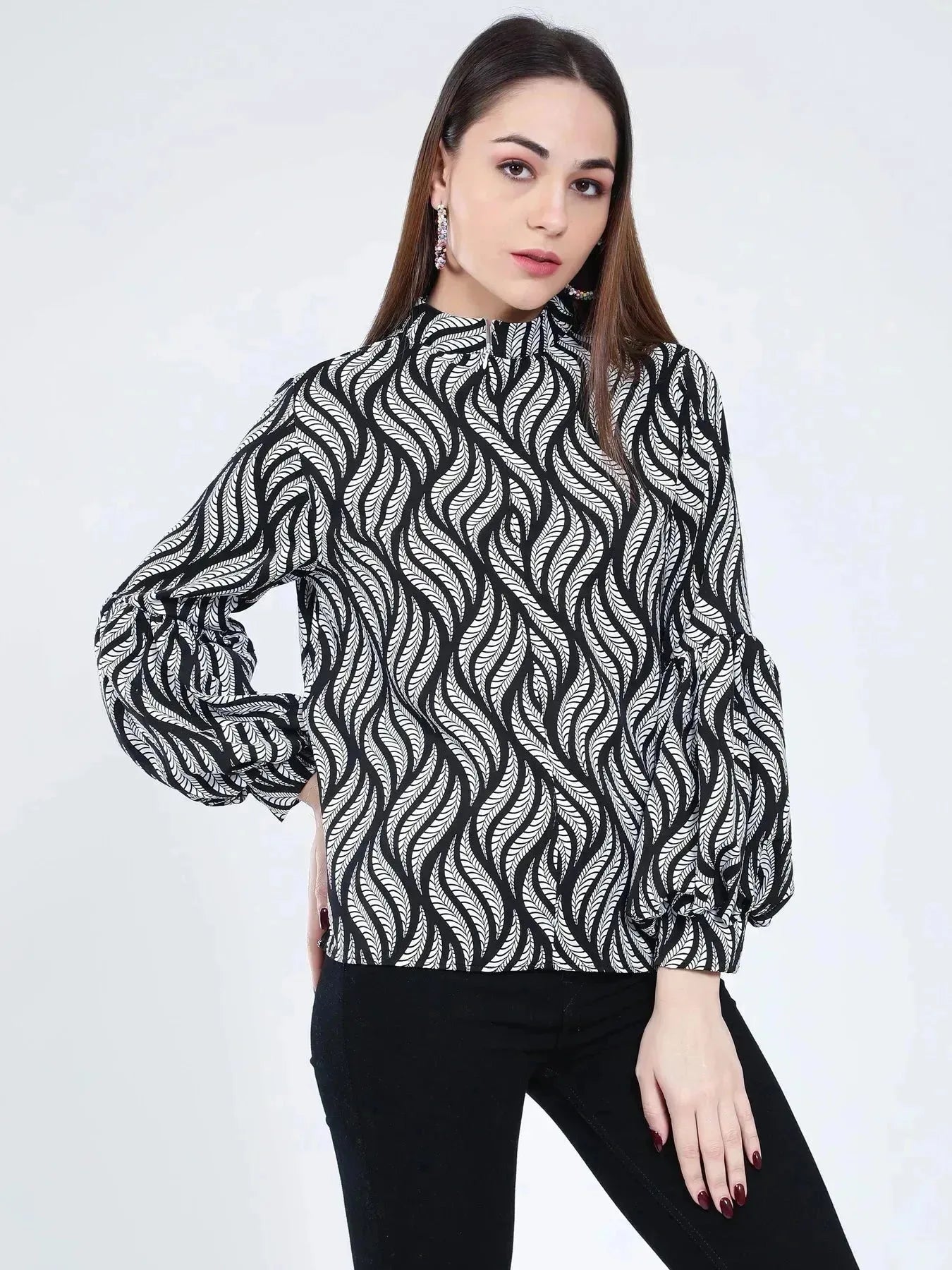 Swirl Leaf Printed Blouse