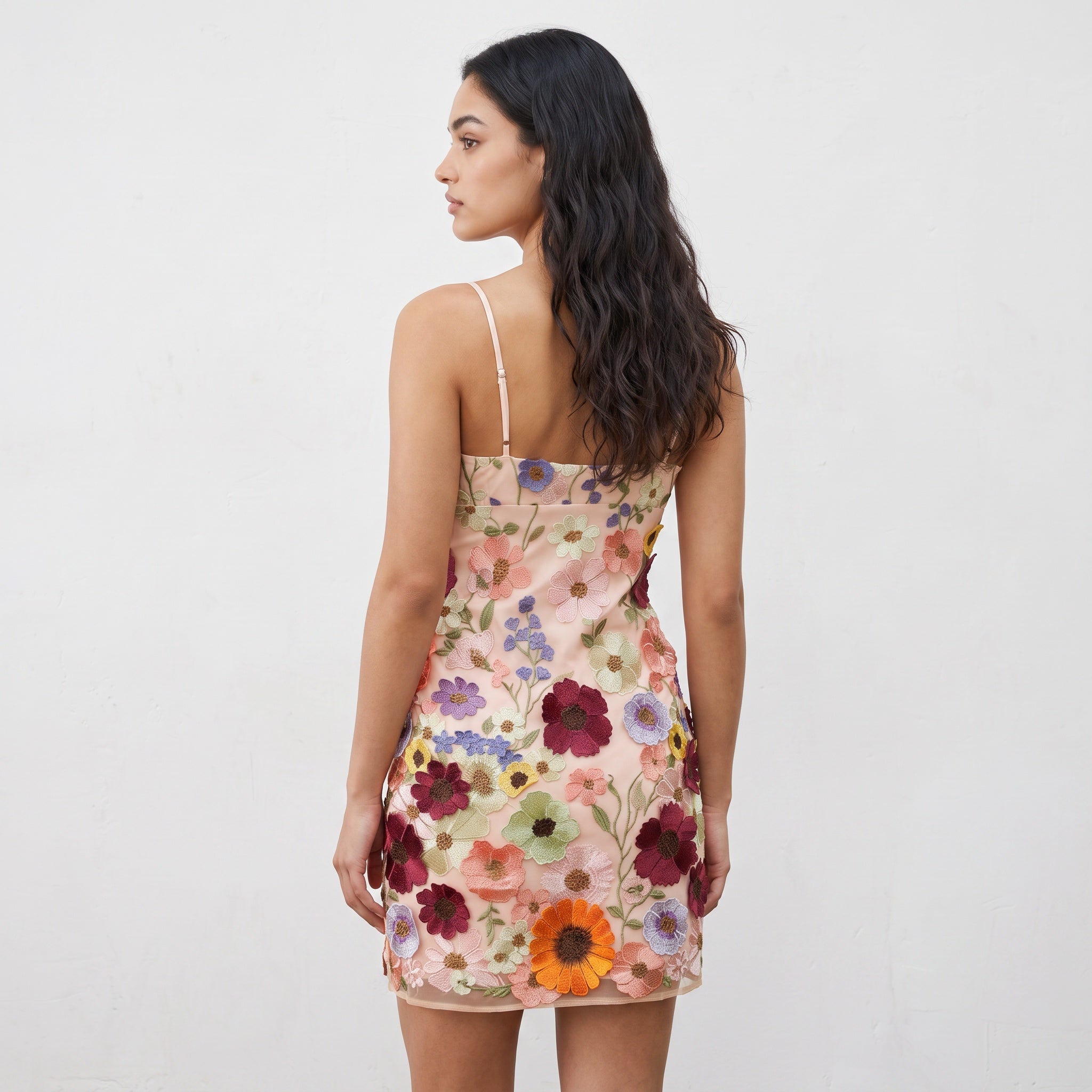 3D Flower Embroidered Short Dress