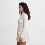 3D Flower Zipper Mini Skirt