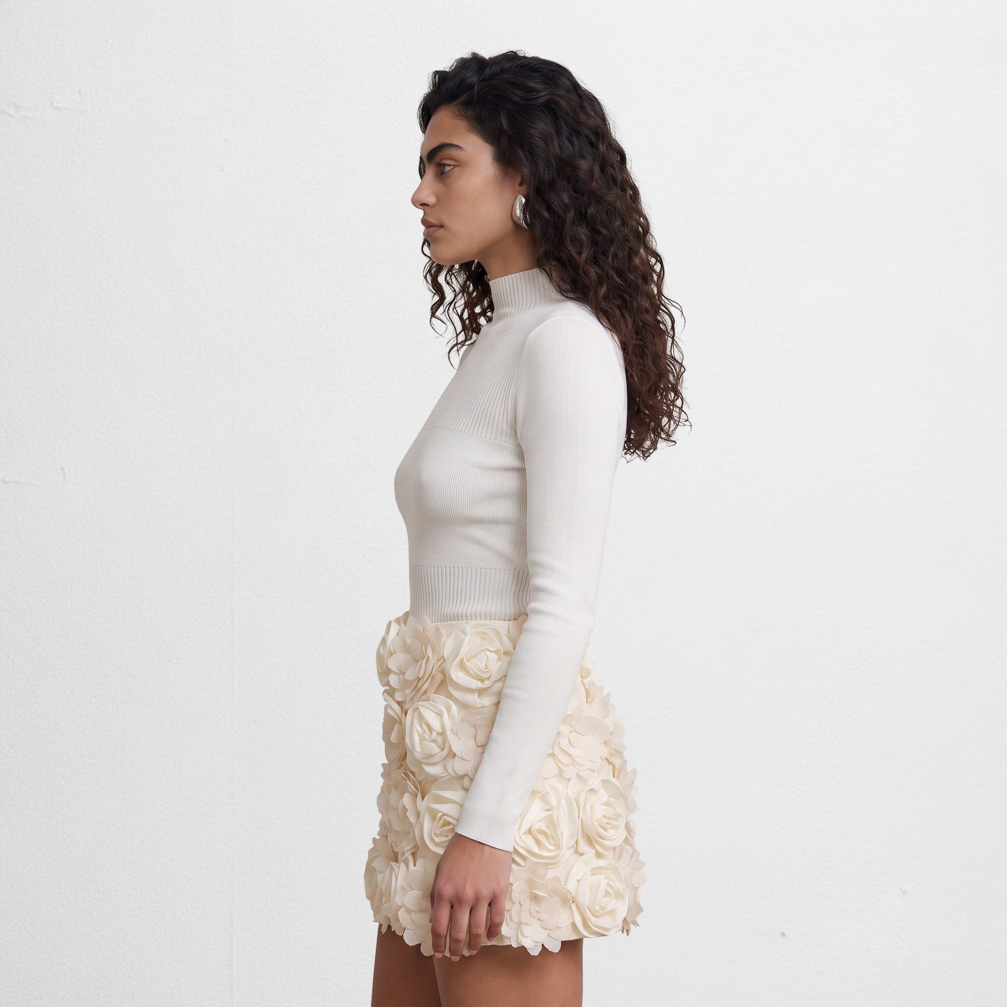 3D Flower Zipper Mini Skirt