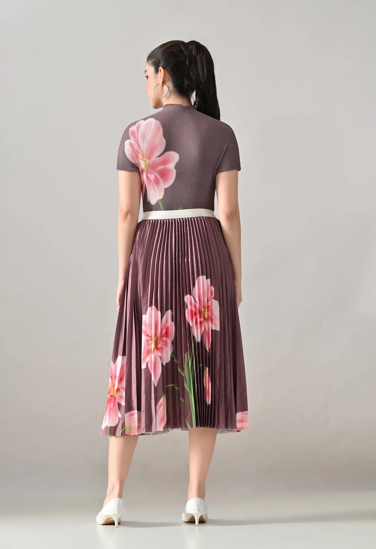Floral Printed Pleated Two-Piece Set