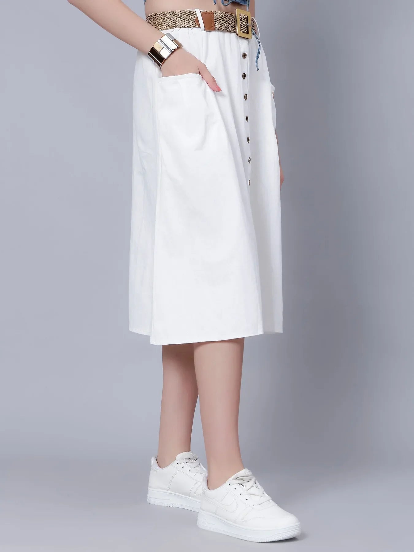 Classic Cotton Midi Skirt