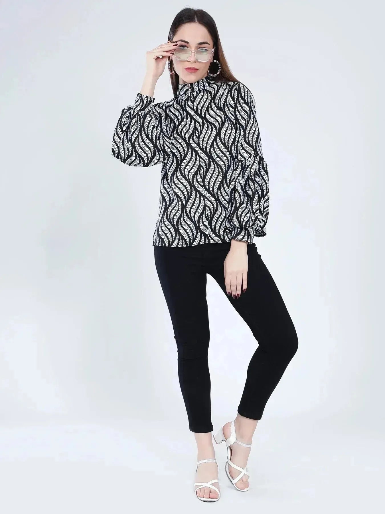 Swirl Leaf Printed Blouse