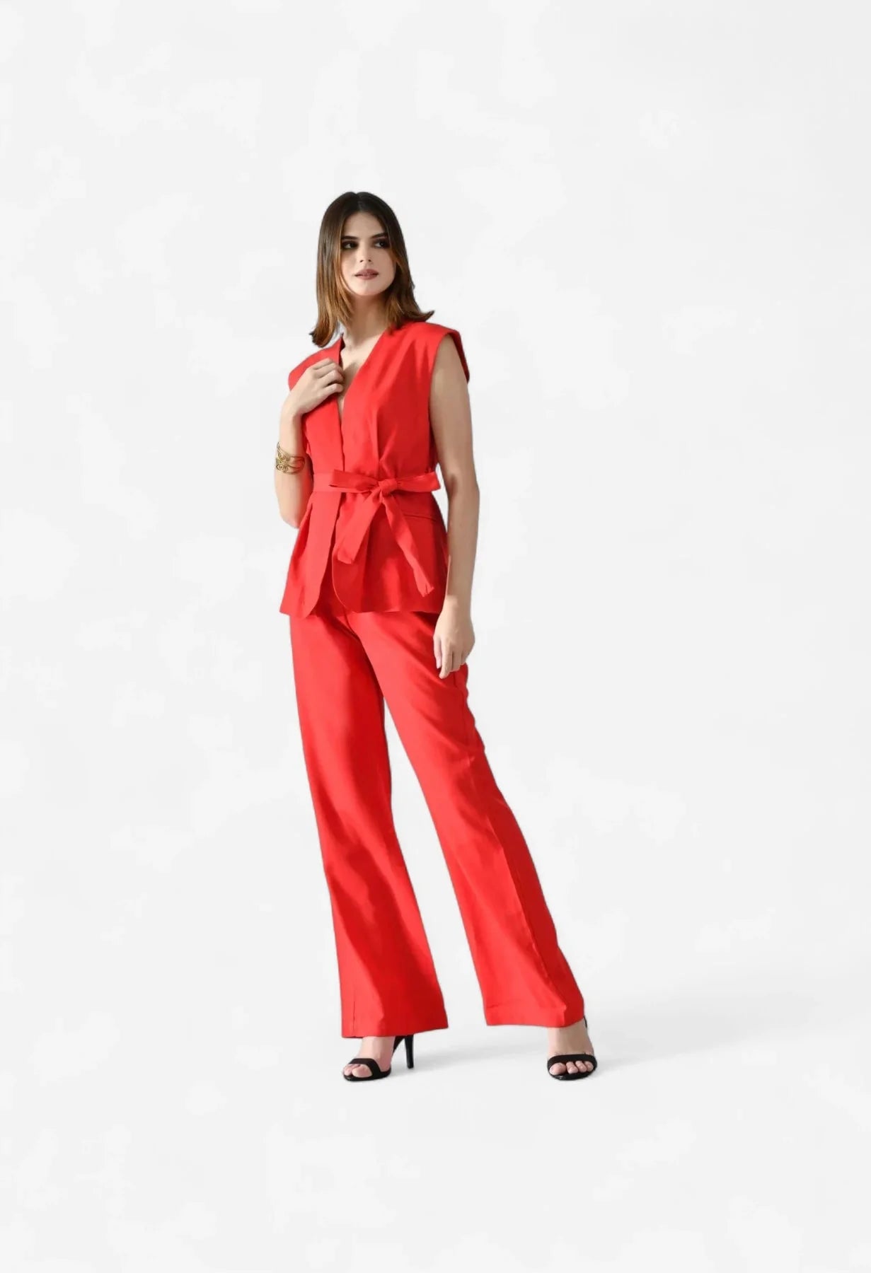 Classy Belted Two-Piece Set