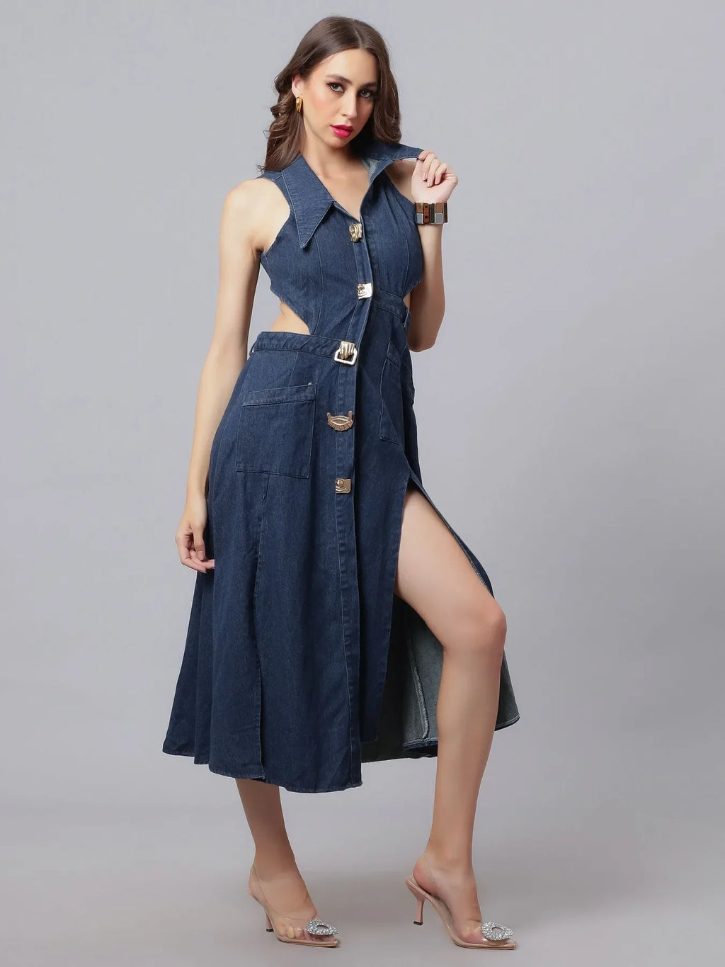 Hollow Out Denim Dress