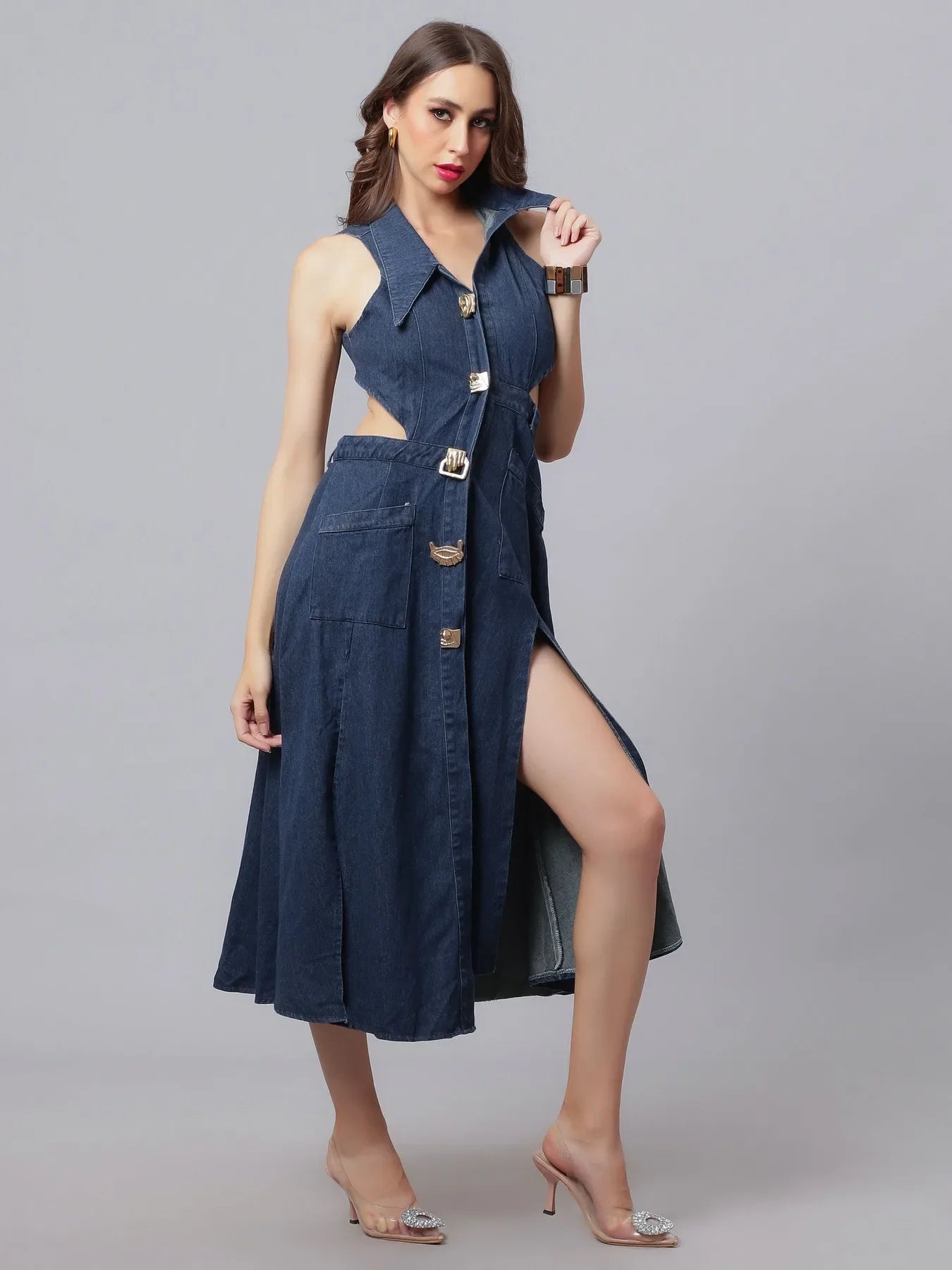 Hollow Out Denim Dress