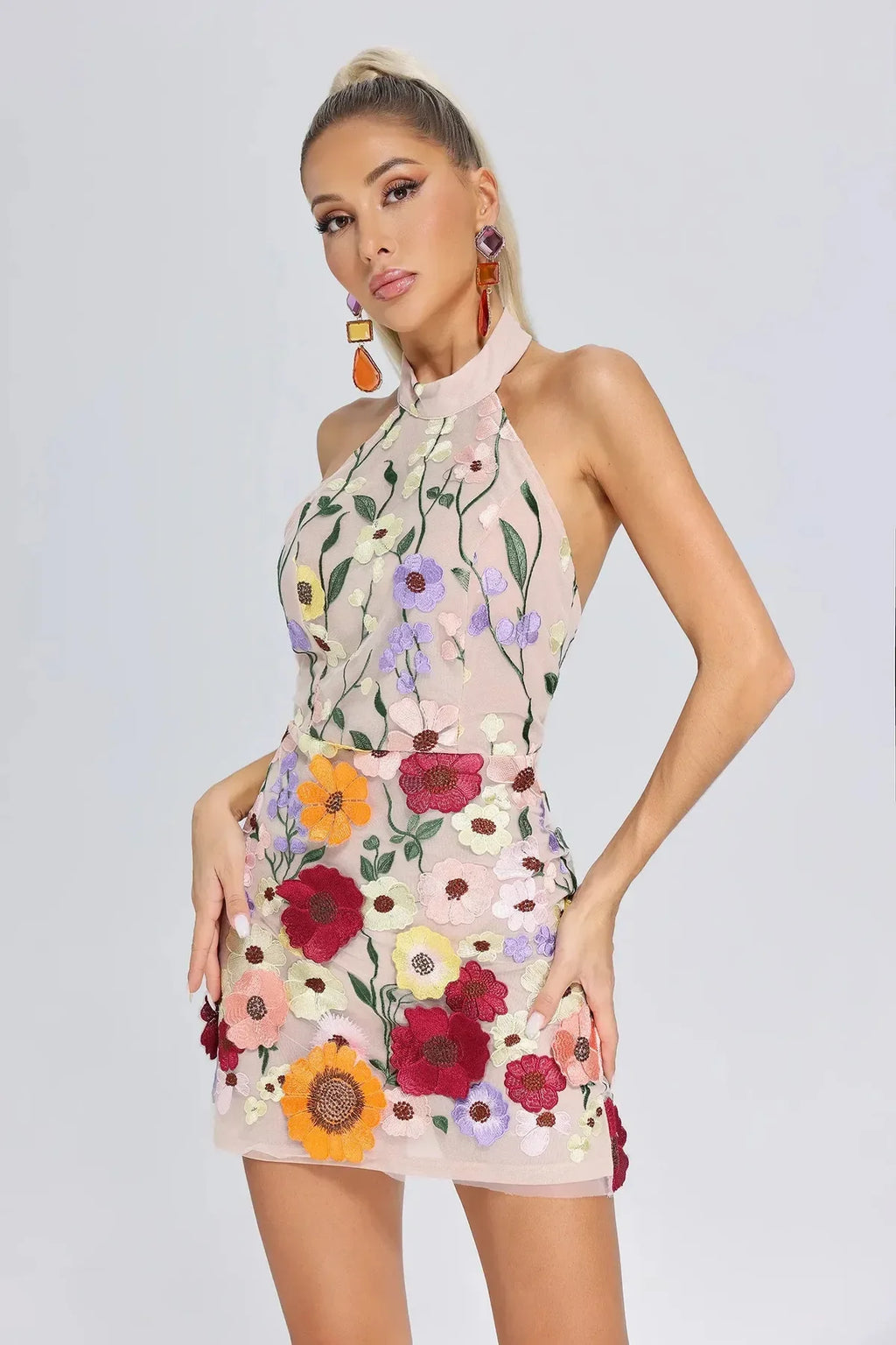 Mock Neck Short Dress