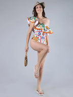 One Shoulder Monokini With Sarong