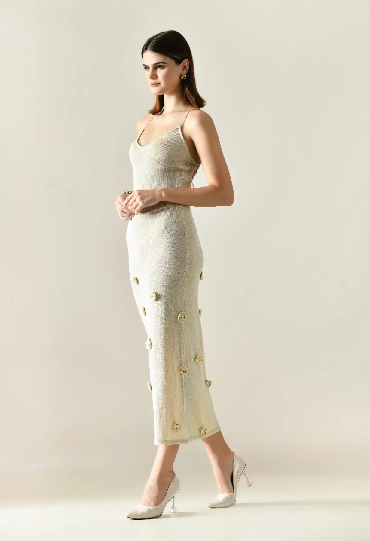 Rosette Crochet Maxi Dress