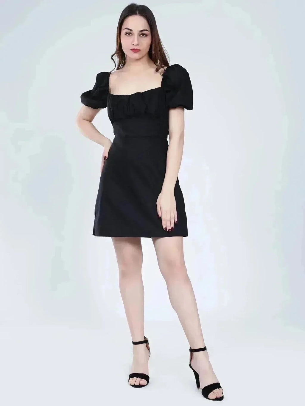 Off Shoulder Puff Sleeves Dress