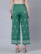 High Waist Embroidered Trousers
