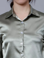 Elegant Ribbon Satin Shirt