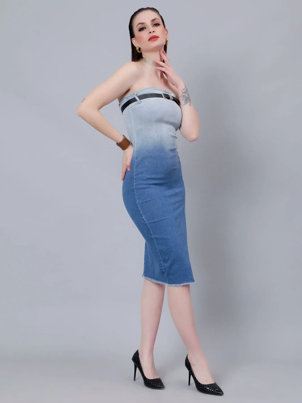 Gradient Tube Denim Dress