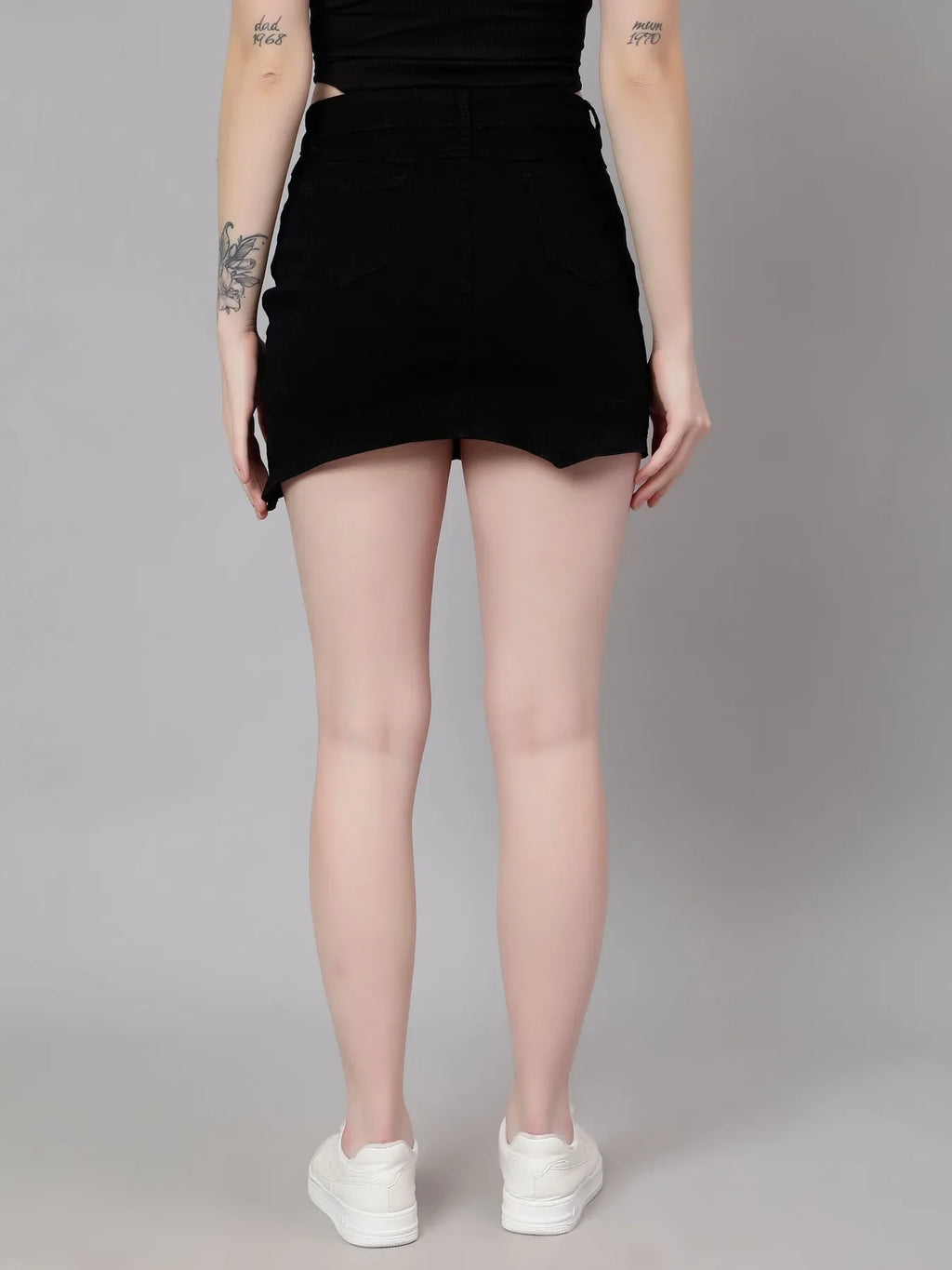 Asymmetrical Denim Mini Skirt