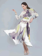 Chromatic Printed Pleated Two Piece Set