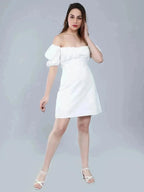 Off Shoulder Puff Sleeves Dress