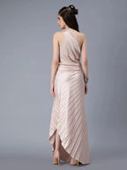 Fan Pleats One-Shoulder Dress