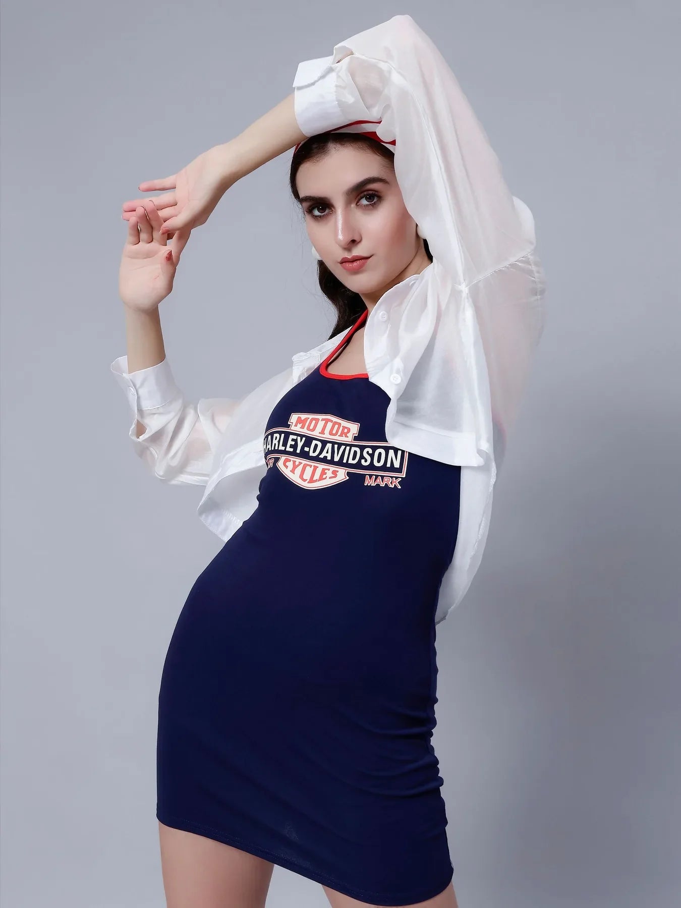 Halter Bodycon Dress With Shirt