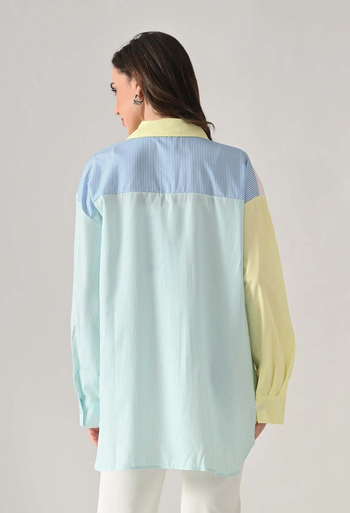 Striped Colorblock Oversize Shirt