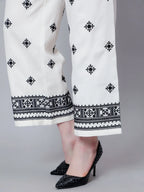 High Waist Embroidered Trousers