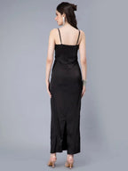 Rhinestones Embellished Satin Dress
