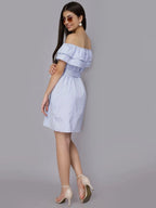 Striped Off-Shoulder Short Dress