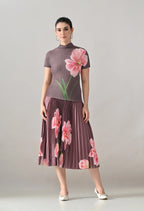 Floral Printed Pleated Two-Piece Set