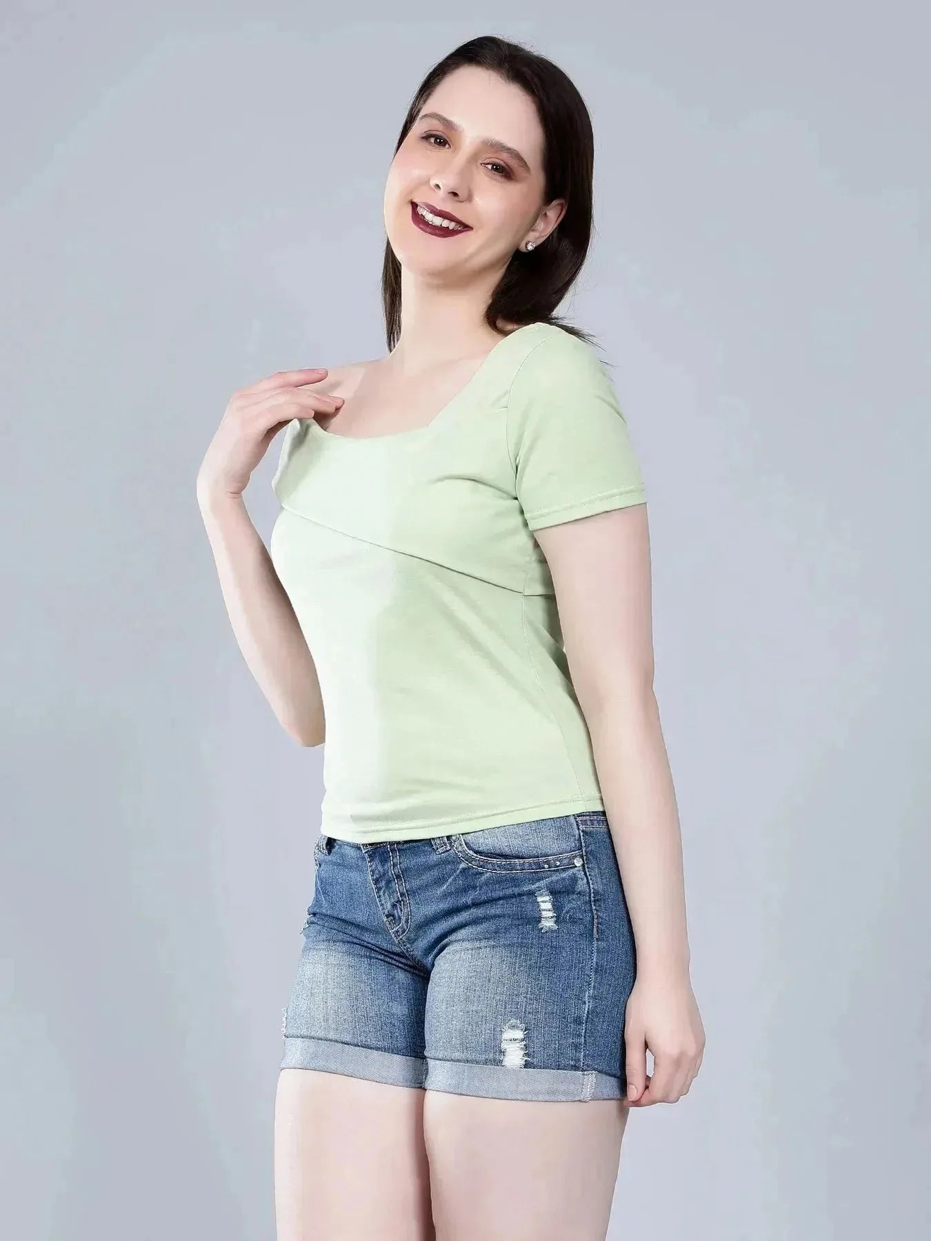 Asymmetric Neck T-Shirt