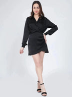 Satin Wrap Short Dress